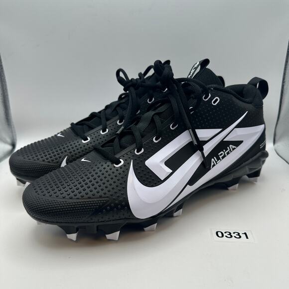 NIKE Men's 14 WIDE Alpha Menace 4 Football Cleats Black/White HM8435-001 - Picture 2 of 7